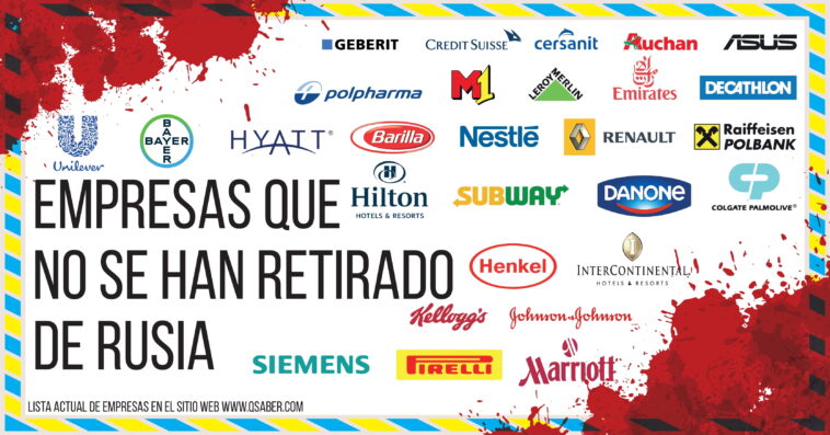 A continuación te mostramos una lista con algunas de las grandes multinacionales que mantienen sus relaciones comerciales con la Rusia de Putin.