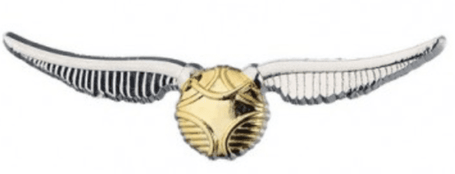 Pelota dorada pequeña que los jugadores tienen que atrapar para ganar el partido de Quidditch